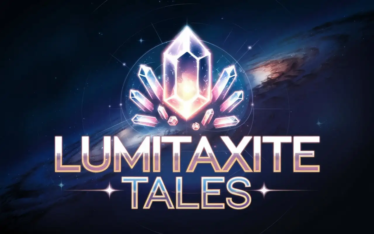 Logo design for a science fiction game. The Lumitaxite Tales. Crystal iconography is incorporated into the text