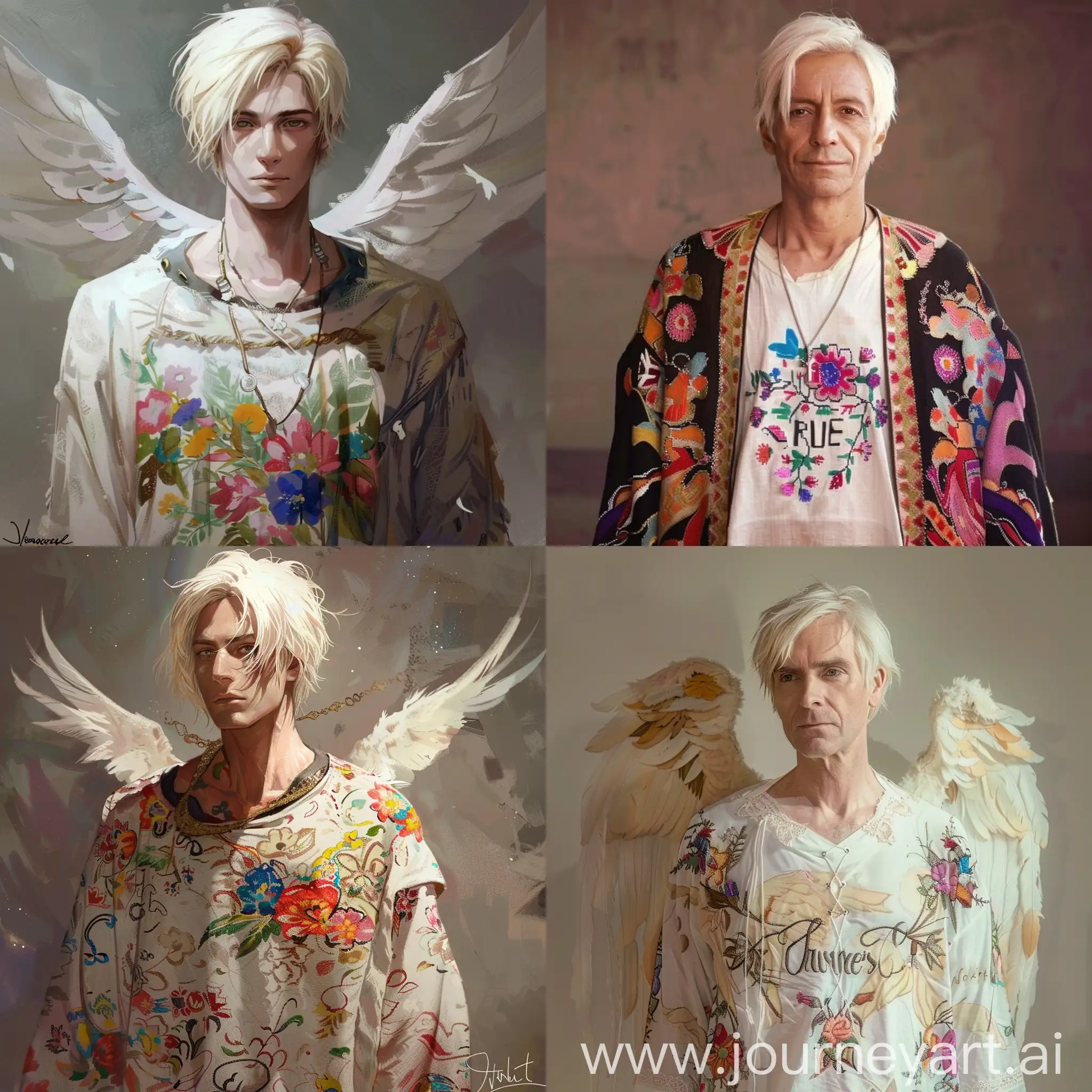 Elderly-Angelic-Man-in-Colorful-Floral-Garb