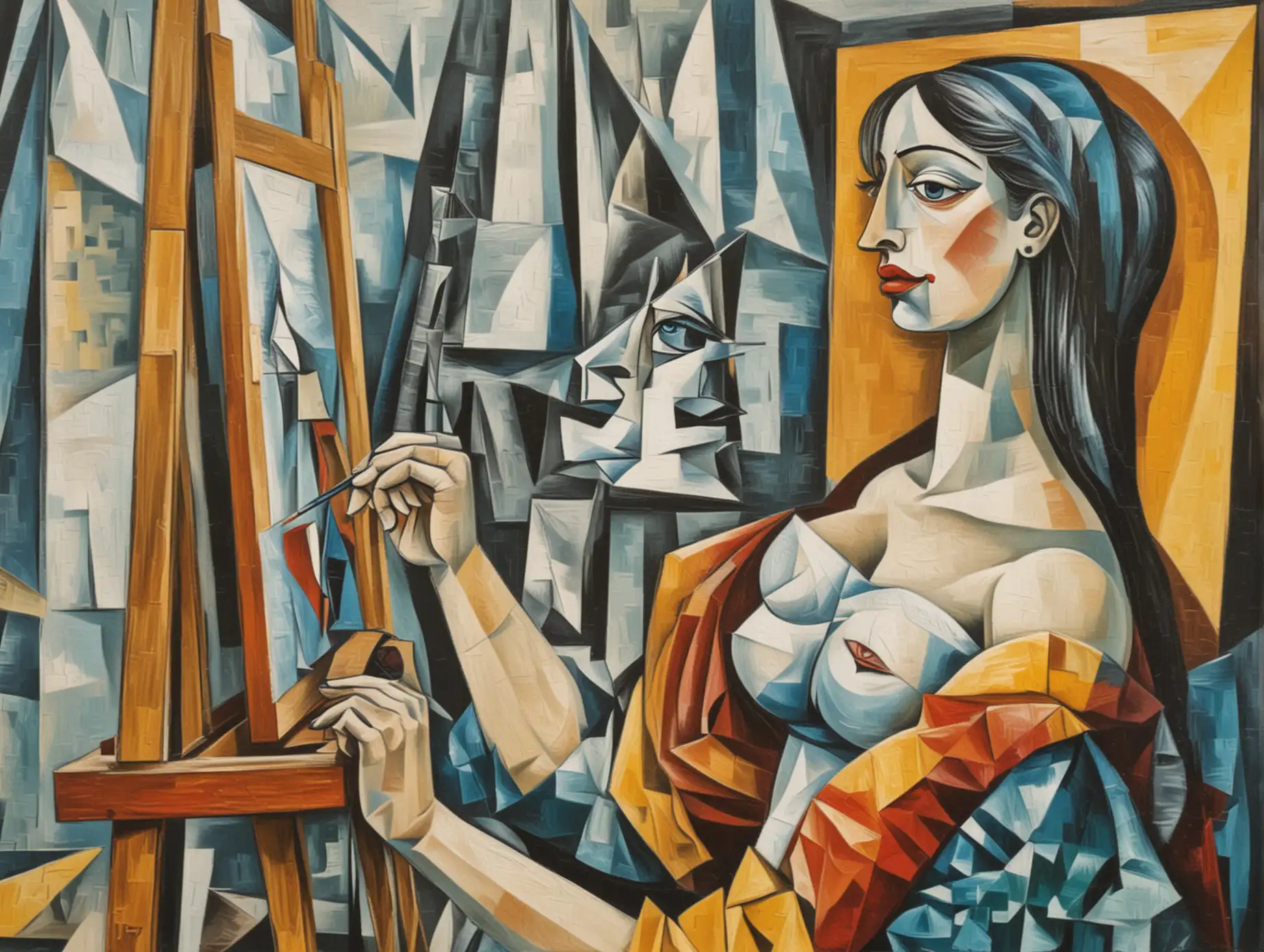 Picasso Fest Artists at the Easel in Cubist Style