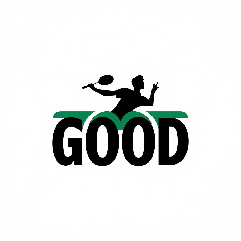 a vector logo design,with the text "Good", main symbol:badminton player,Moderate,be used in Sports Fitness industry,clear background