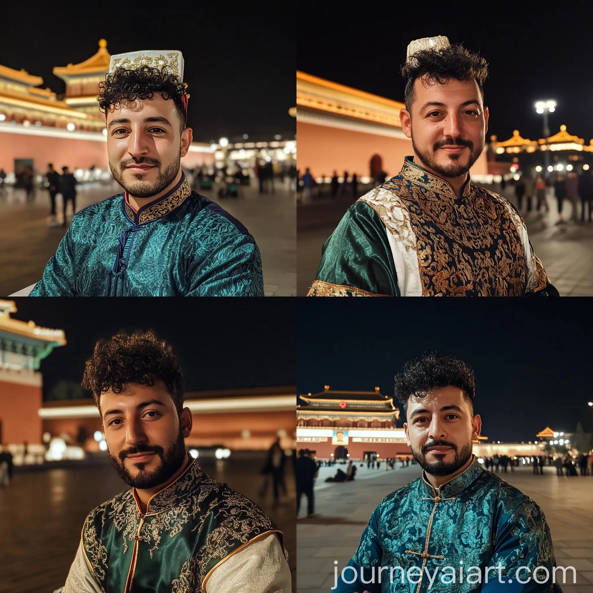 Samir-in-Chinese-Regional-Costume-at-Night-in-Front-of-the-Forbidden-City
