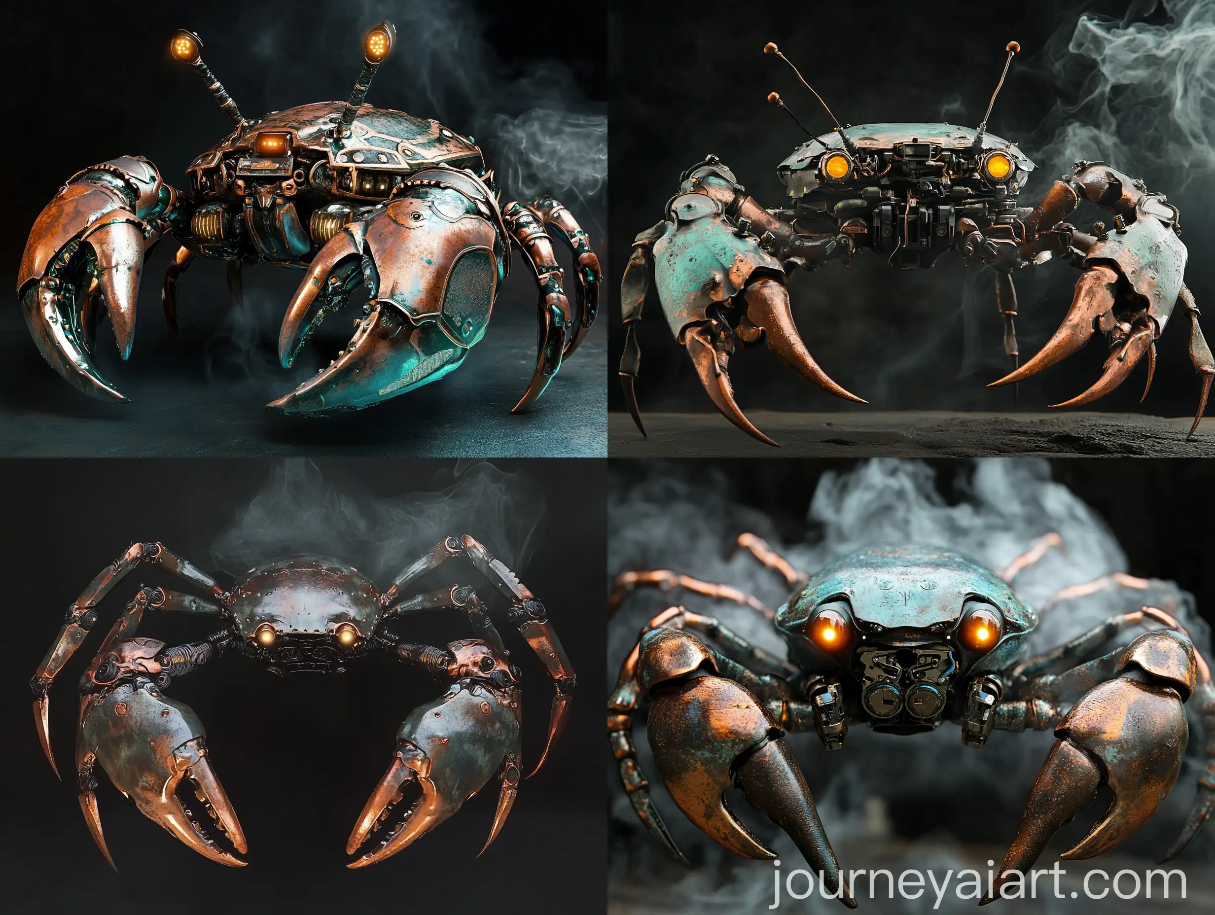 Hyper-Realistic-Robot-Crab-with-Copper-and-Verdigris-Finish