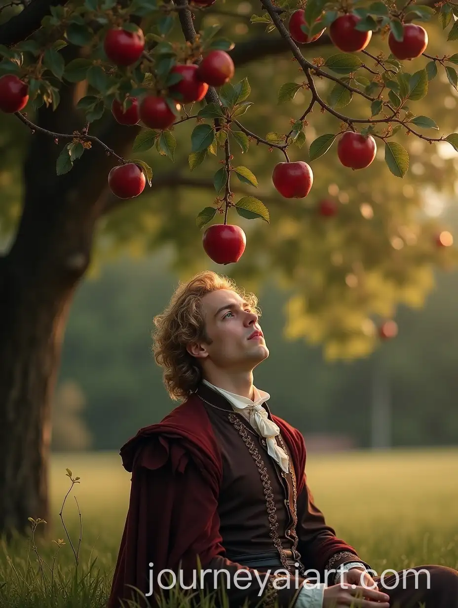 Isaac-Newton-Sitting-Under-an-Apple-Tree-with-Falling-Apple-on-Head