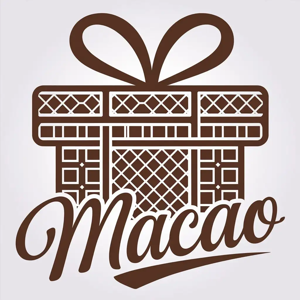 a vector logo design,with the text "Macao", main symbol:chocolate,gift,complex,clear background