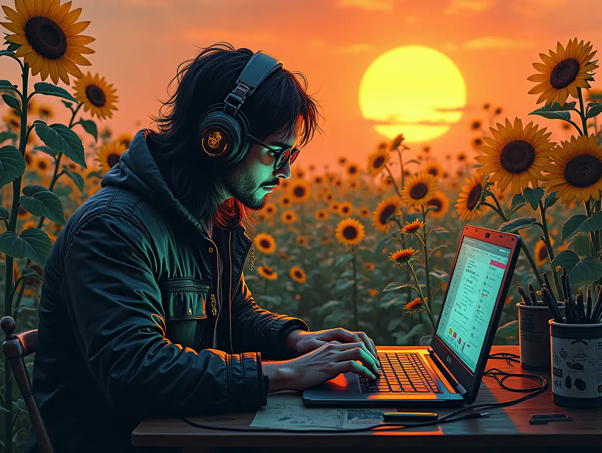 Punk-Programmer-in-a-PostApocalyptic-Future-Surrounded-by-Sunflowers