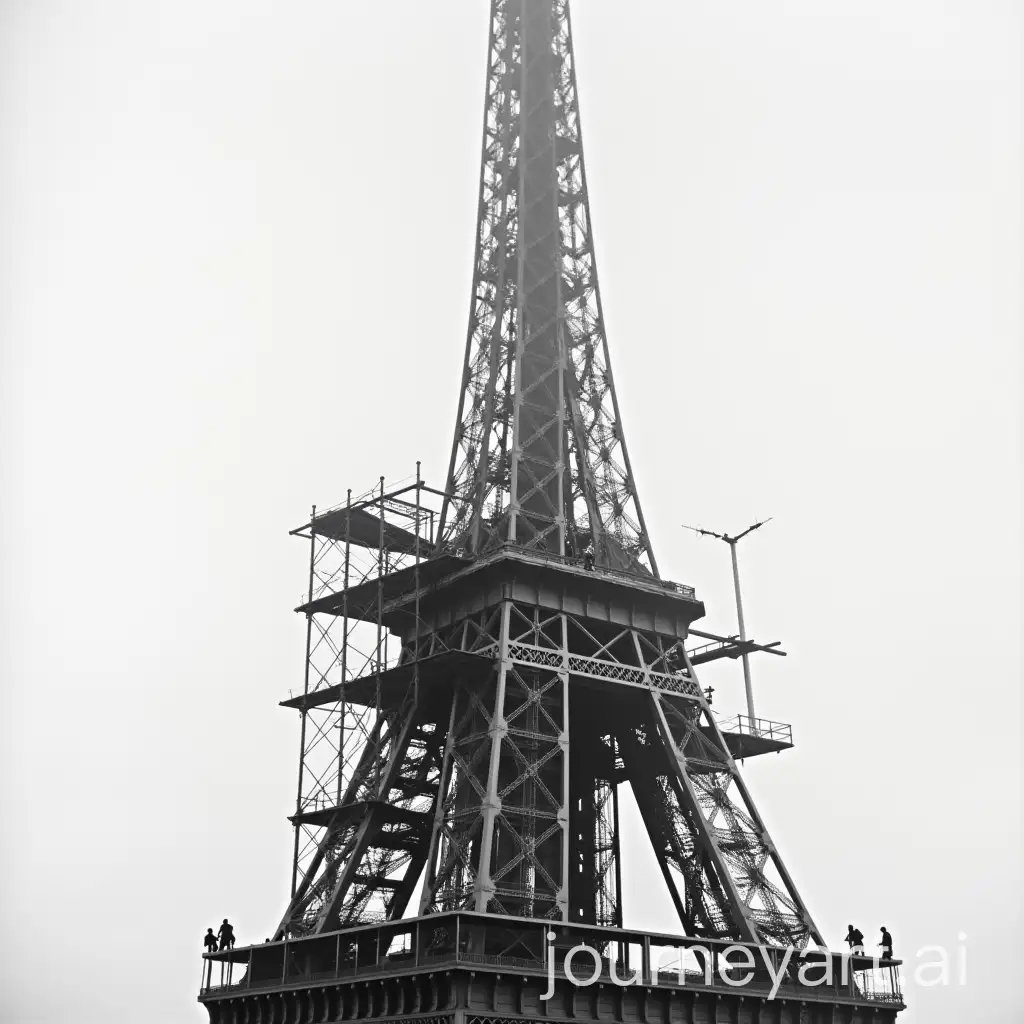 Workers-Adjusting-the-Eiffel-Tower-in-the-Early-1900s