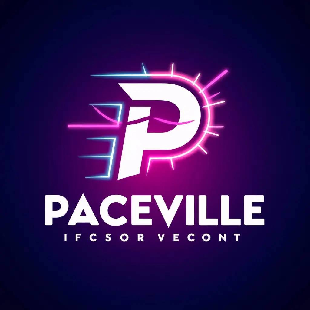 LOGO Design For Paceville Dynamic P Symbol in Electric Blue Neon Pink Purple