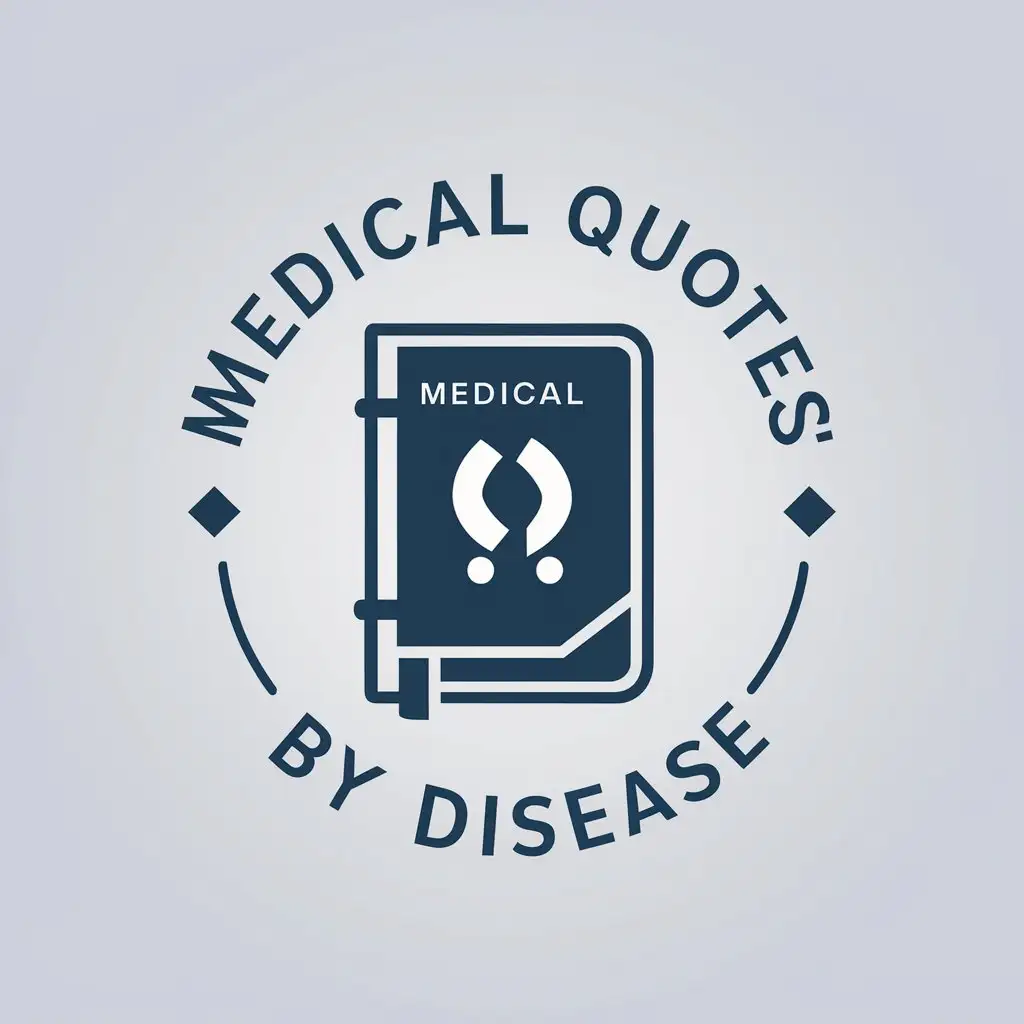 a vector logo design,with the text "Medical Quotes: By Disease", main symbol:scientific journal and quote sign,Moderate,clear background