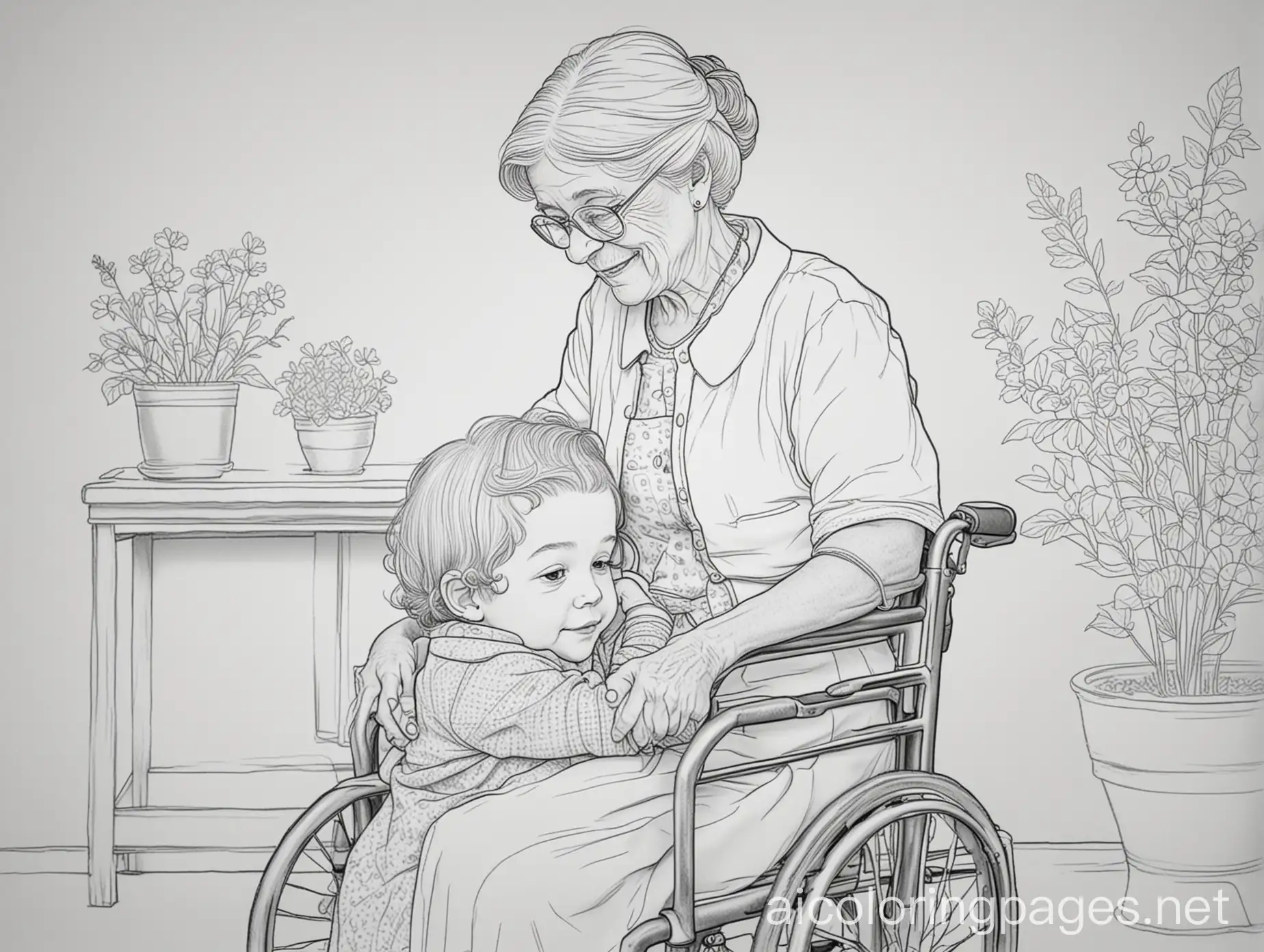 Child-Hugging-Grandma-in-Wheelchair-Coloring-Page