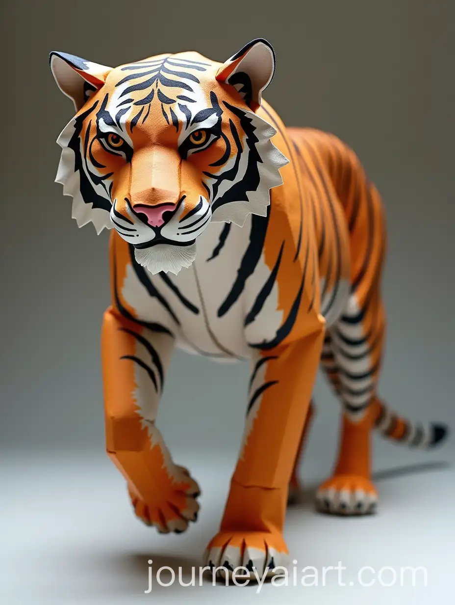 Detailed-Origami-Sculpture-of-a-Sumatran-Tiger