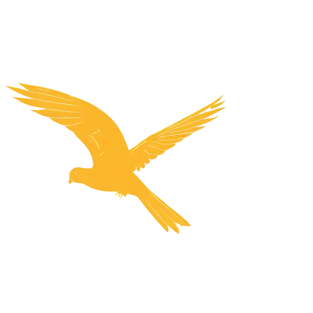 Yellow-Outline-of-an-Arara-Bird-Flying-PNG-Image-HighQuality-Transparent-Background-for-Versatile-Use