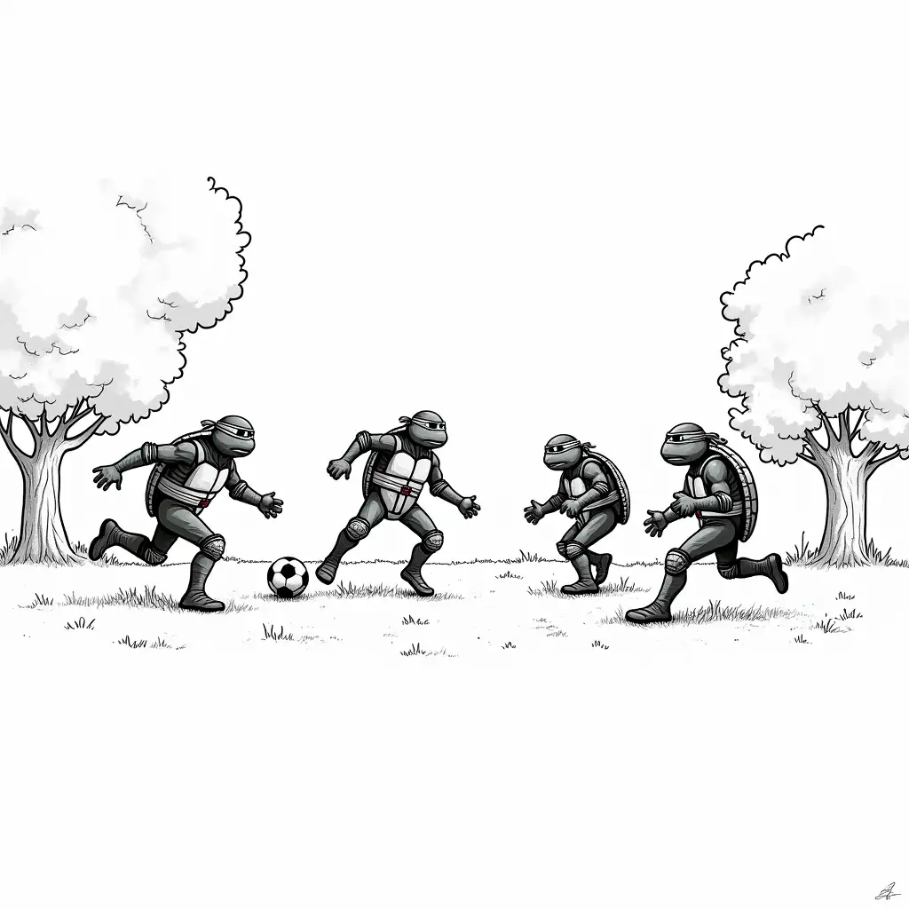 Ninja-Turtles-Playing-Soccer-in-the-Park