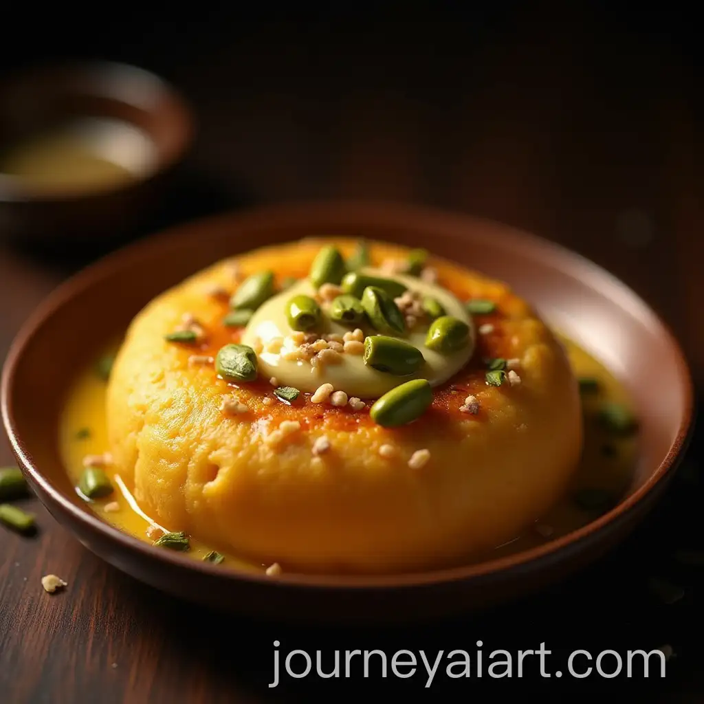 ShAI-Art-Prompt-Expansionahi-Tukda-Dessert-with-Saffron-Rabri-and-Pistachios-in-Cinematic-Lighting