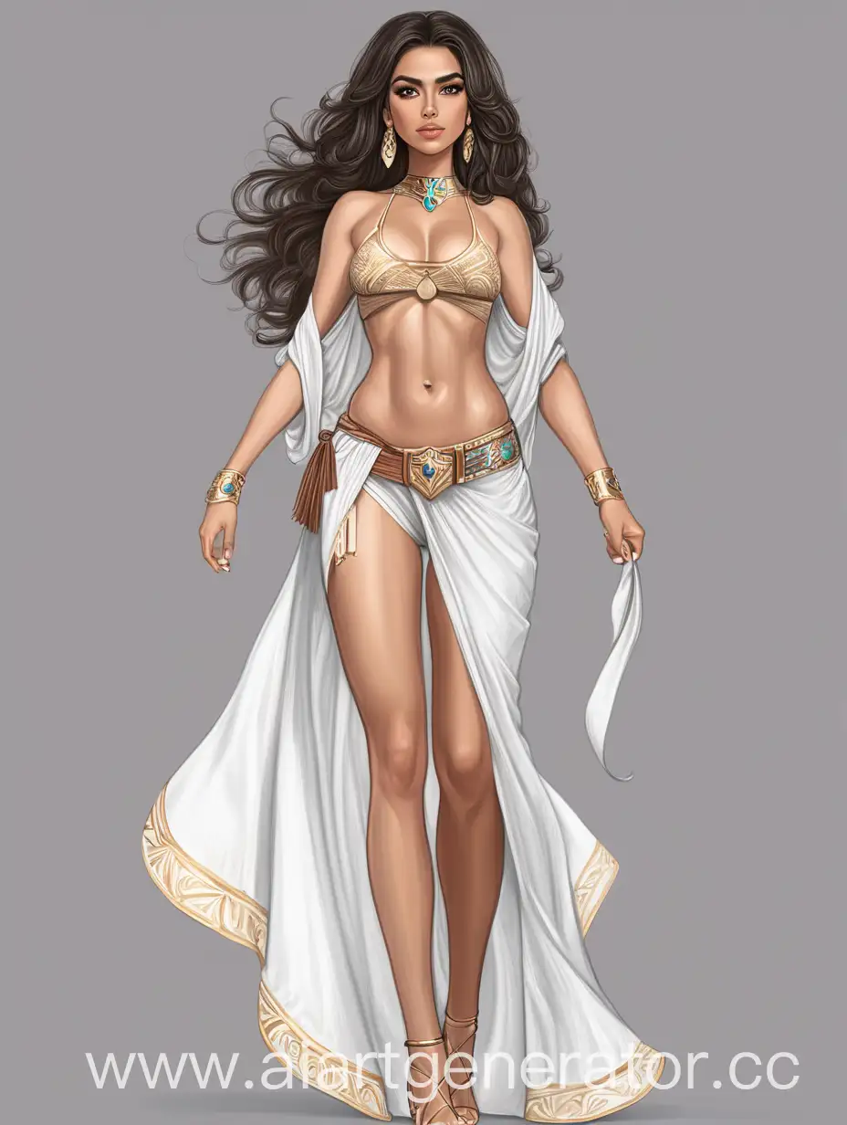 draw a girl, latina appearance, full-length, strong and majestic