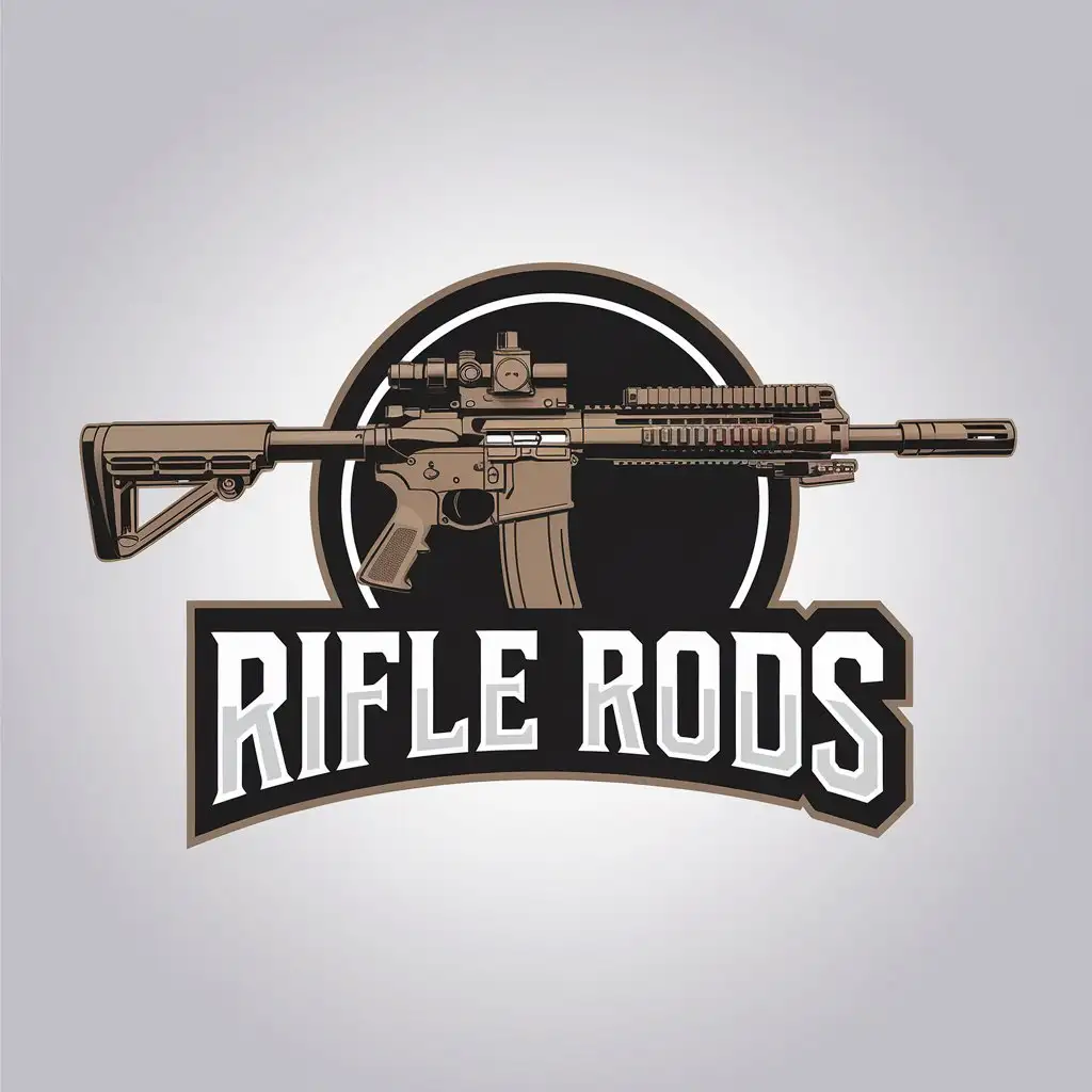 LOGO Design for Rifle Rods Vector Style with Rifle Symbol and Moderate Design on Clear Background