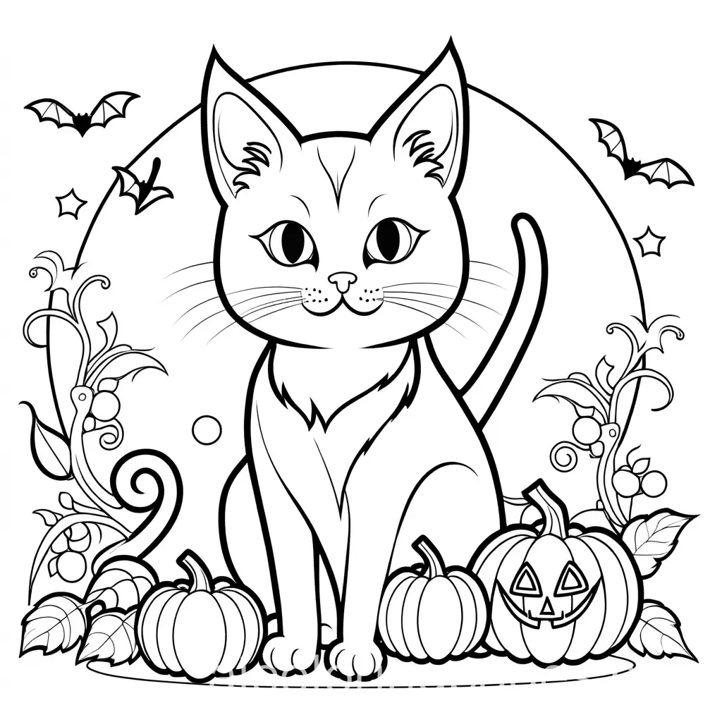 Playful-Cat-Enjoying-a-Halloween-Party-Coloring-Page