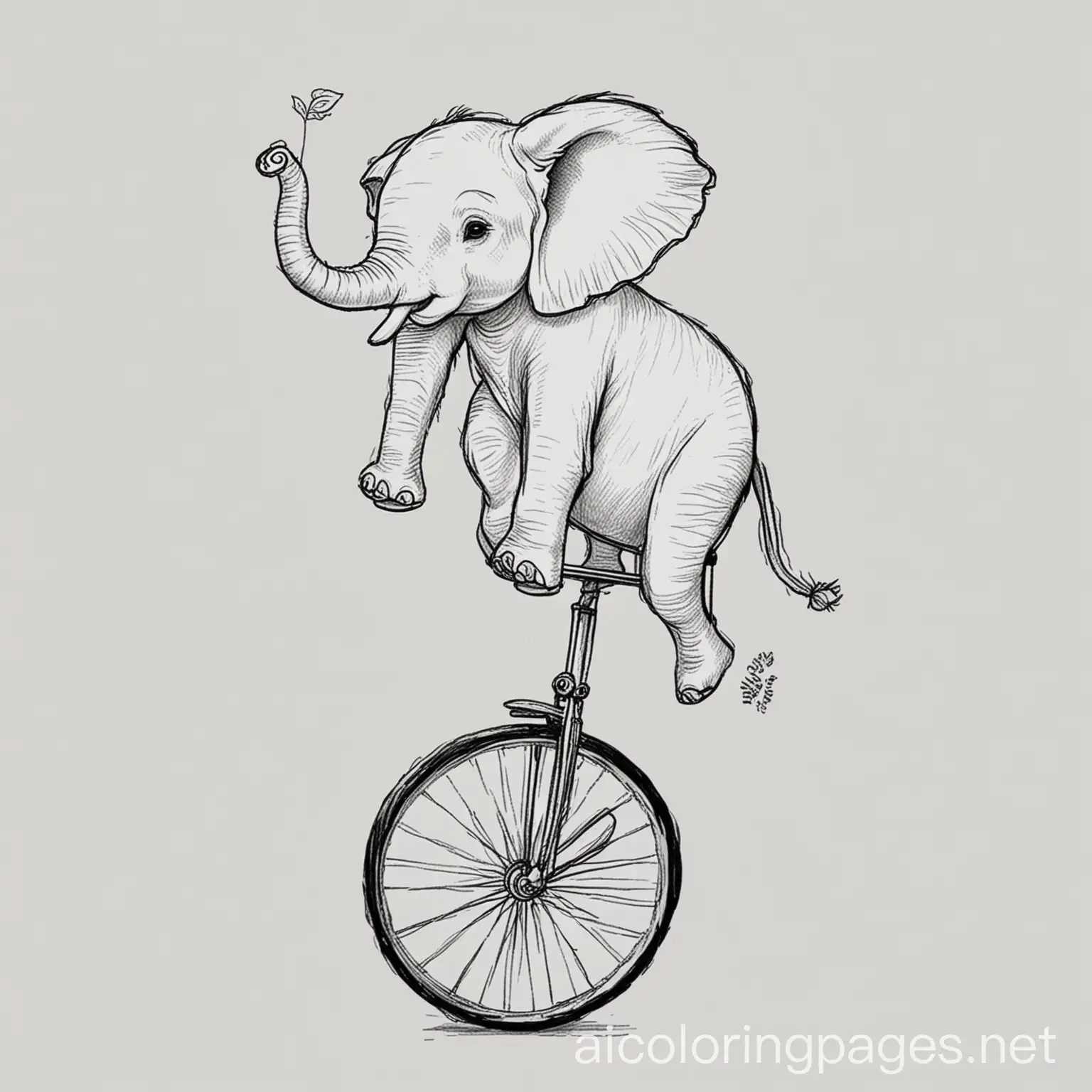 Elephant-Riding-Unicycle-Coloring-Page