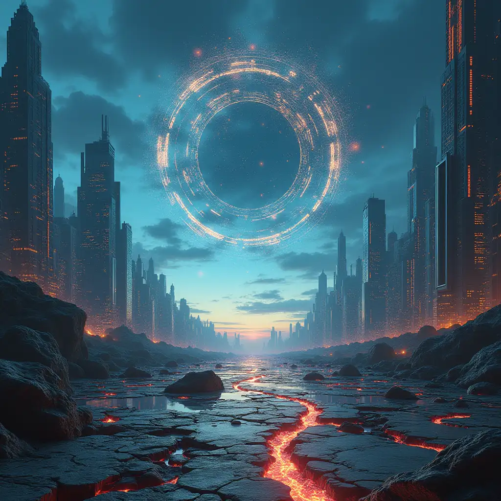 Surreal-Futuristic-Cityscape-with-Shattered-Time-and-Glowing-Energy-Cores