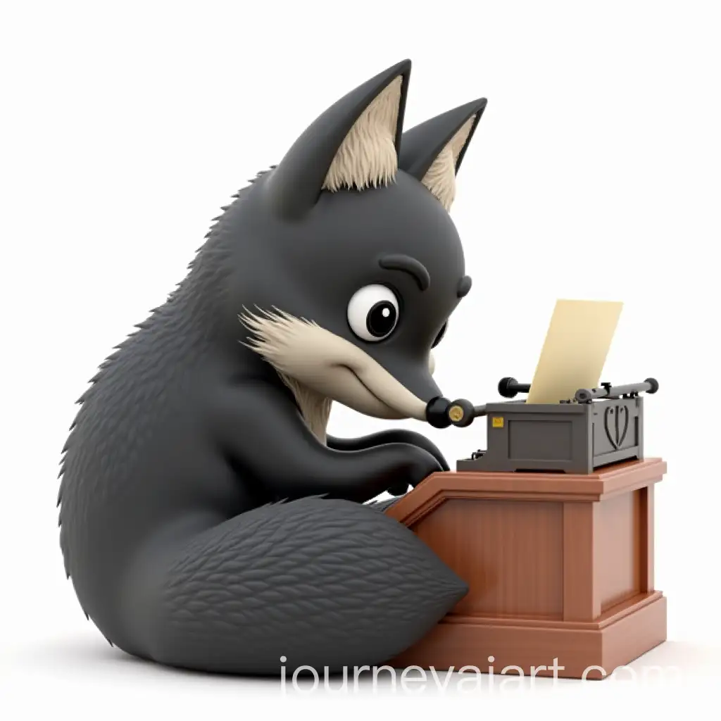 Black-Fox-Typing-on-Brown-Typewriter