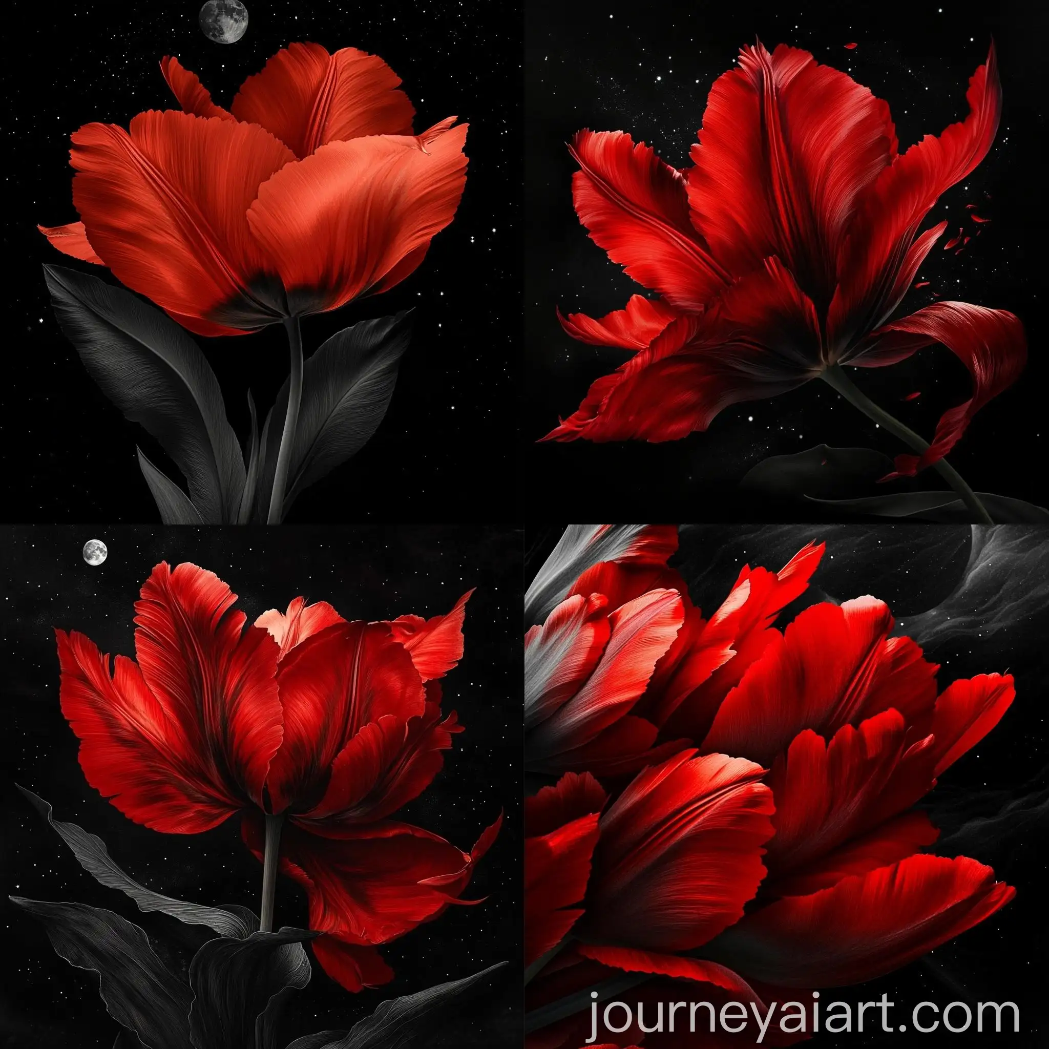 Vibrant-Red-Tulips-with-Moonlit-Night-Background