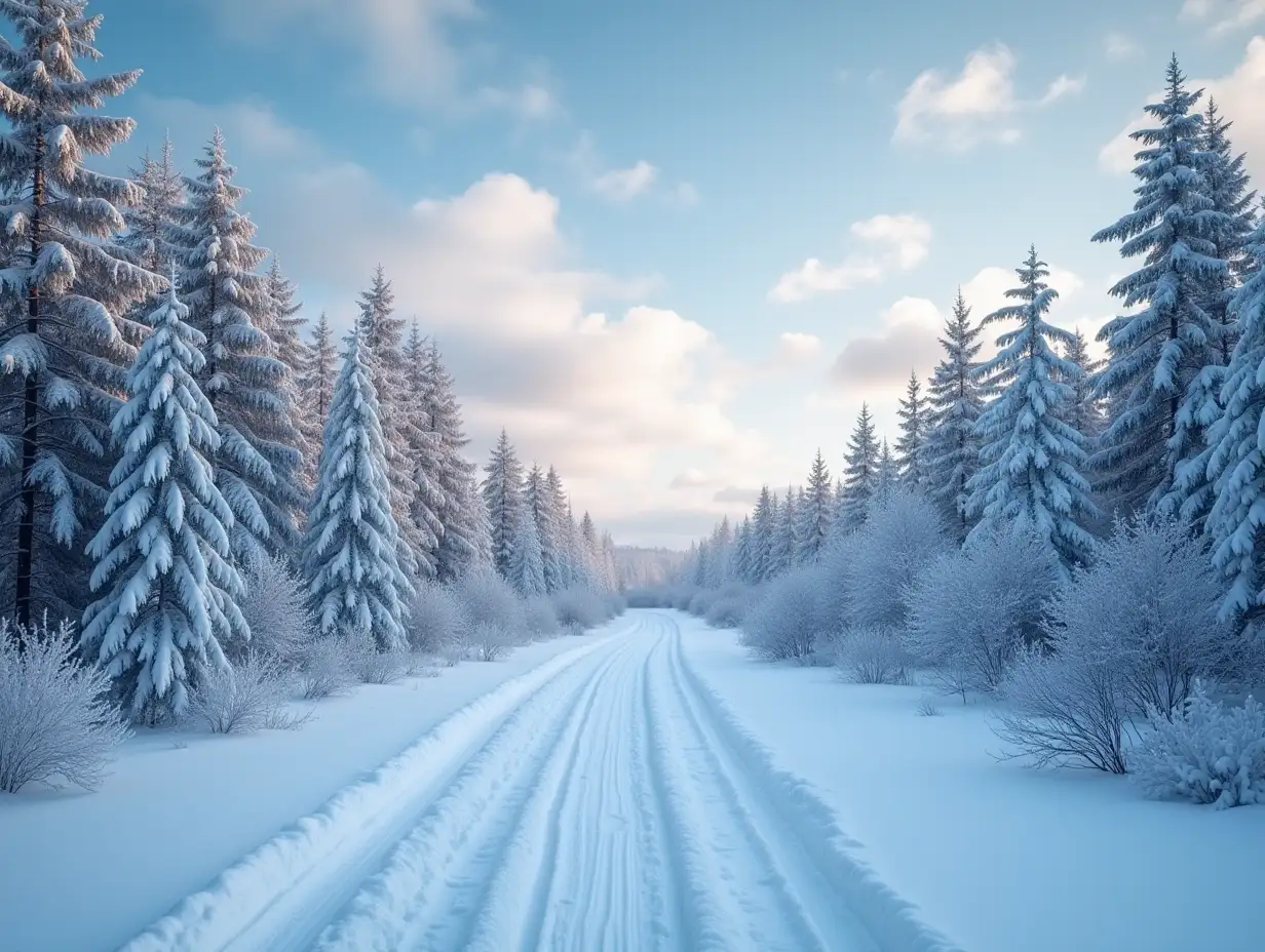 Enchanting-Winter-Scene-with-Northern-Lights-and-SnowCovered-Pines