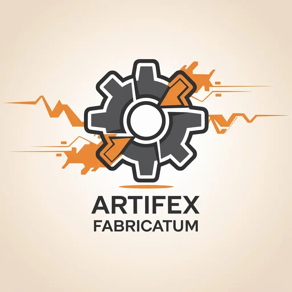 LOGO Design for Artifex Fabricatum Modern Cog Symbol in Orange and Black