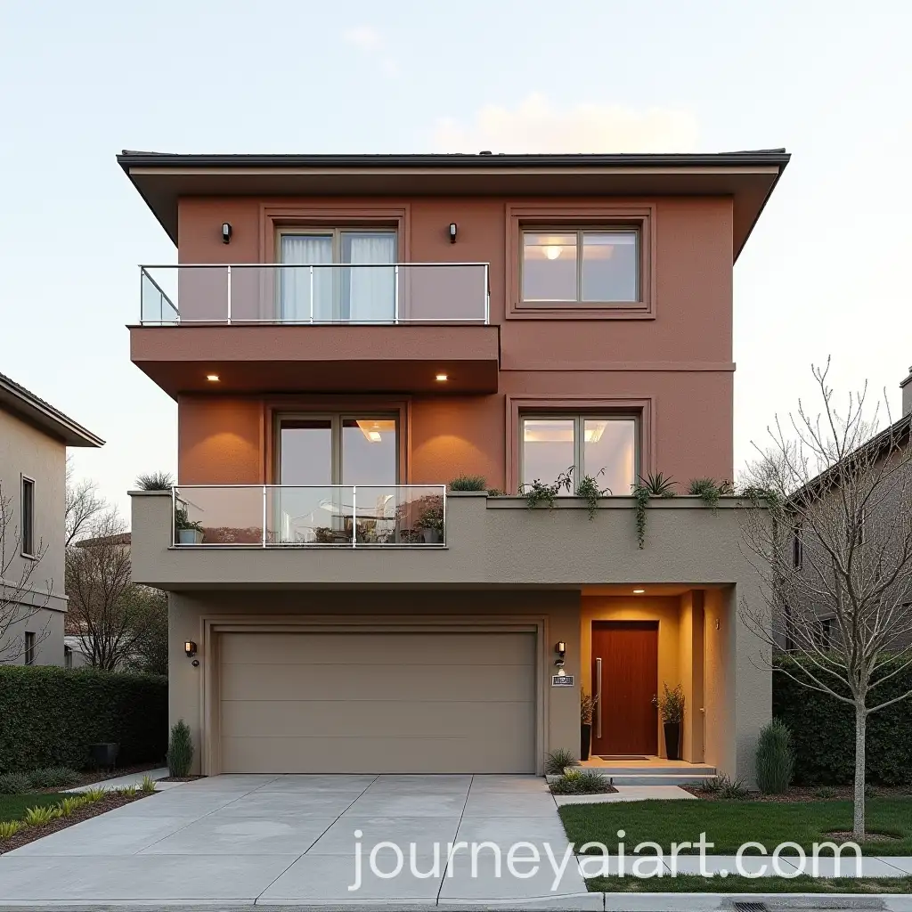ThreeStory-SingleFamily-House-with-Stucco-Facade-and-Balcony
