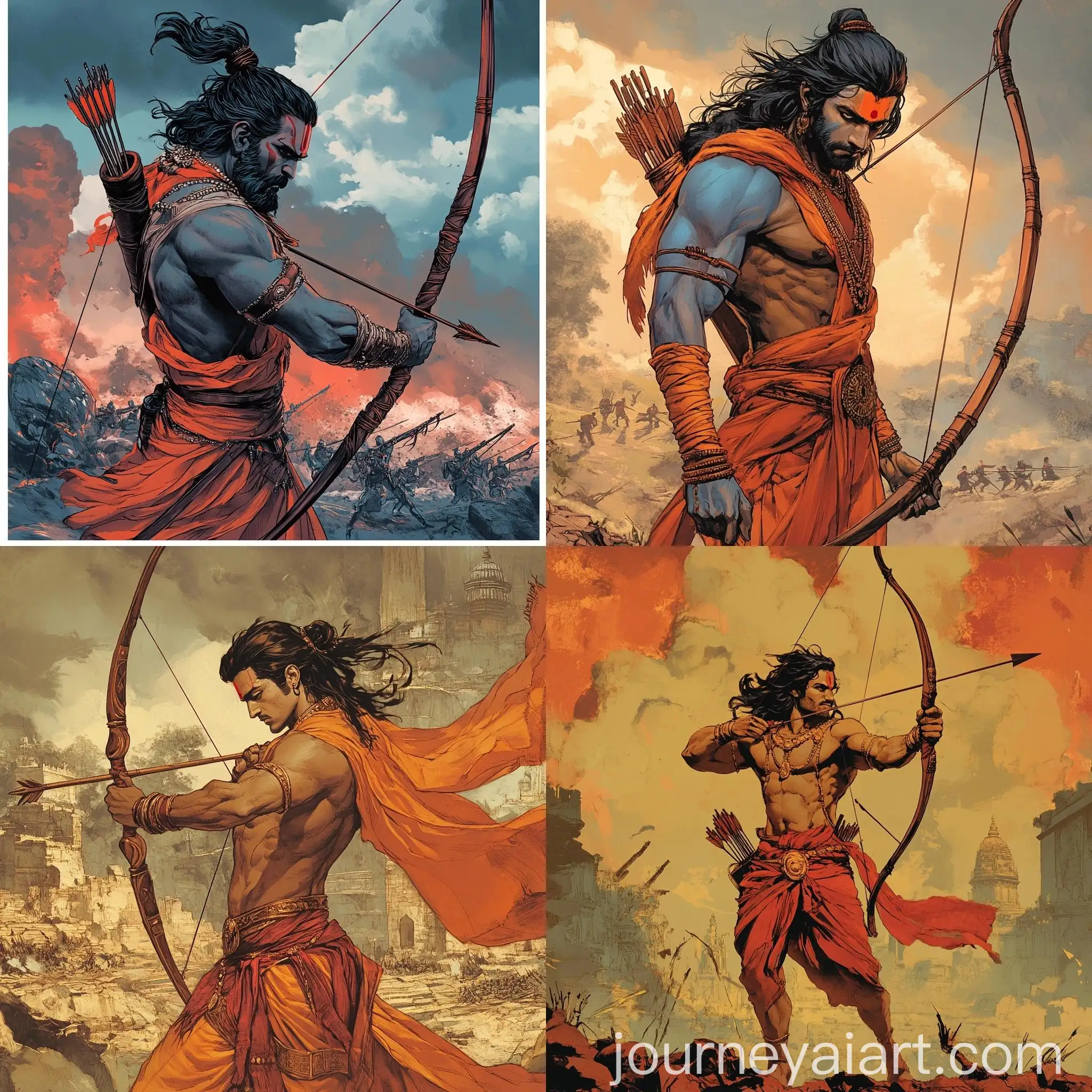 Lord-Rama-Prepares-for-Battle-with-Mighty-Bow-on-Battlefield
