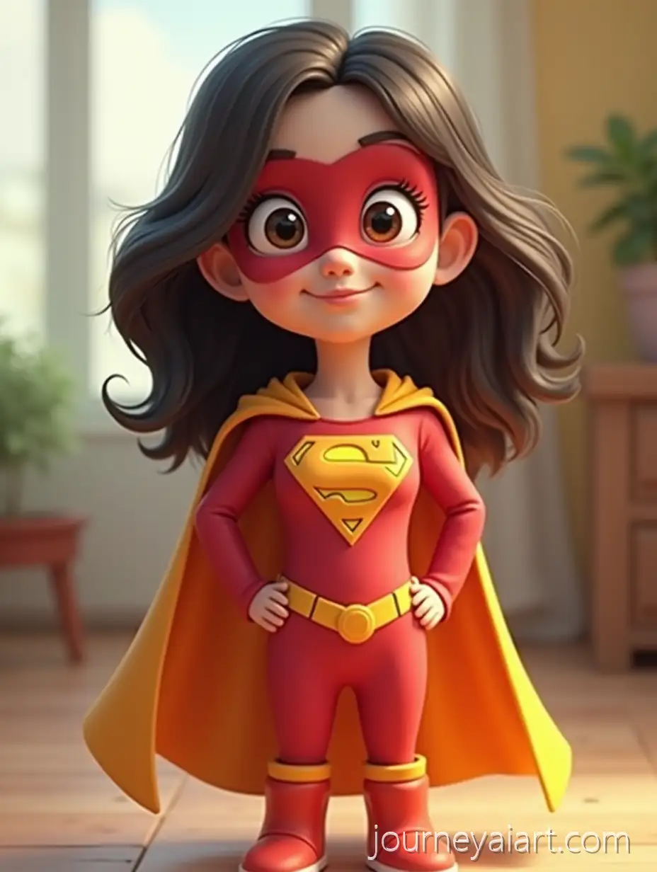 YoungSuperhero-mother-with-attributes-Beautiful-Animated-Superhero-Mother-with-Household-Attributes