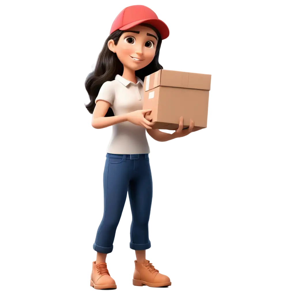 Cartoon-3D-PNG-Image-of-Picking-Up-Corrugated-Box-HighQuality-Illustration