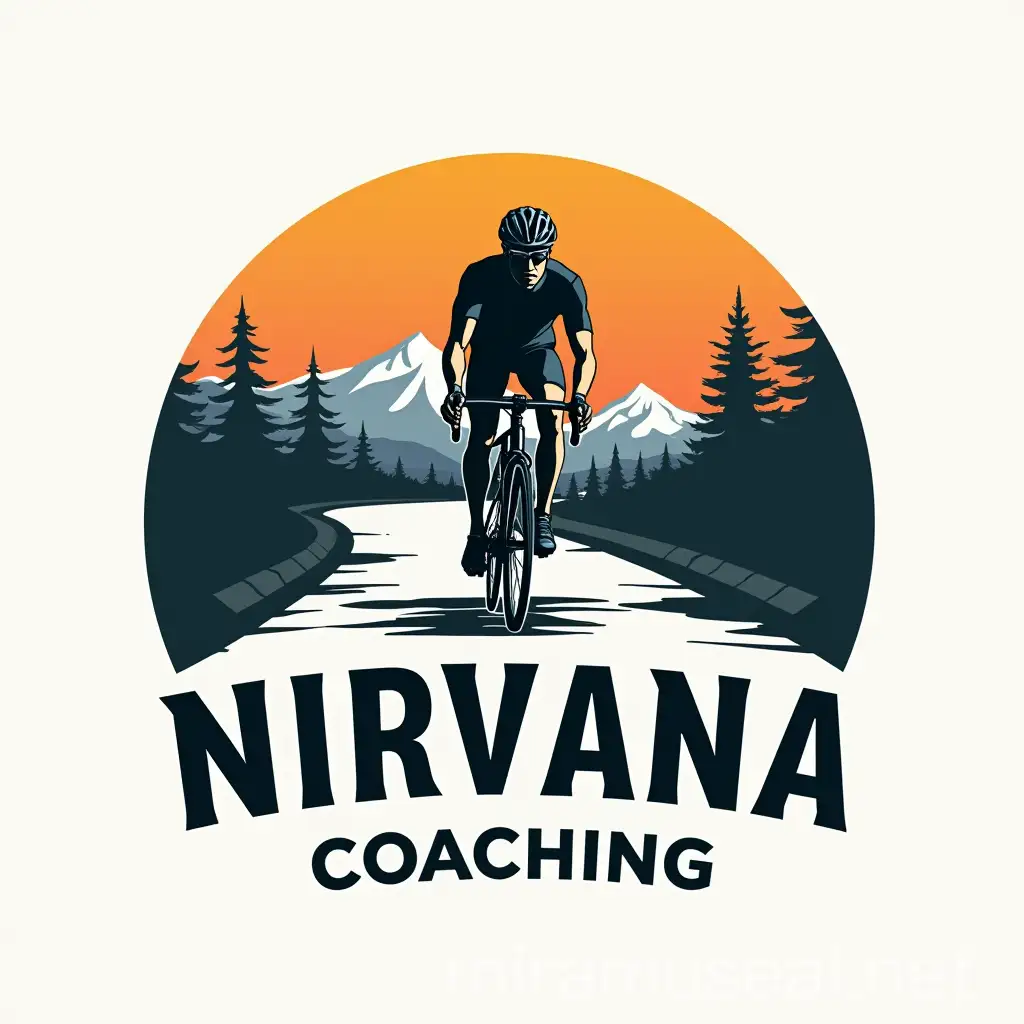 Dynamic Logo for Nirvana Coaching Featuring a Cyclist on a Road Bike