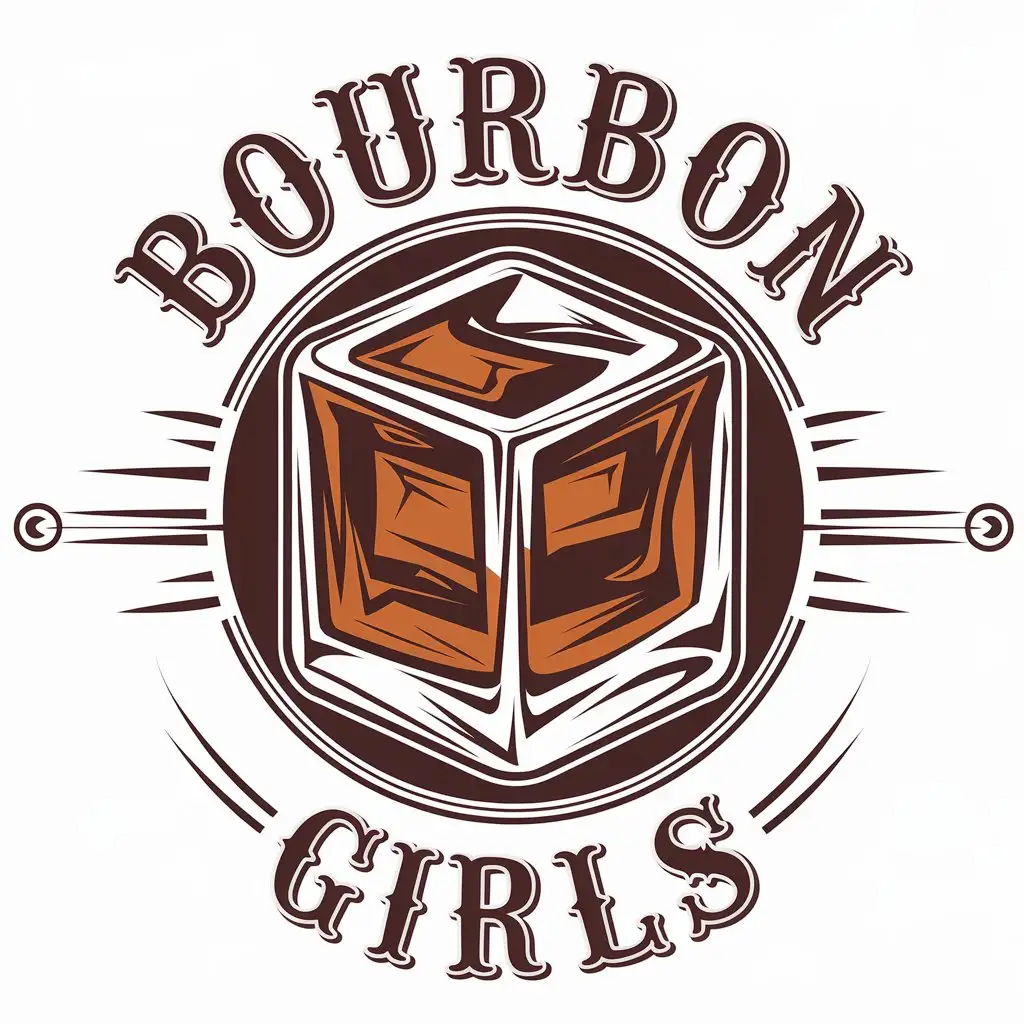 LOGO Design for Bourbon Girls Vector Design with Ice Cube Symbol and Clear Background