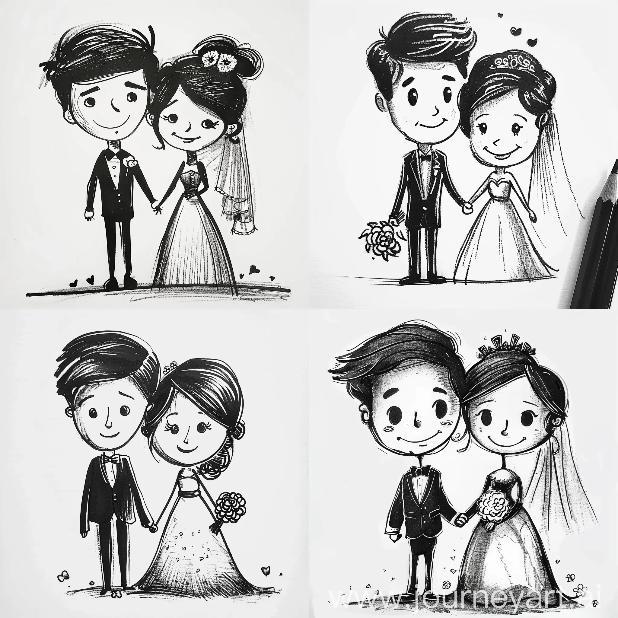 HandDrawn-Wedding-Couple-Stick-Figure-in-Black-Pencil-Style