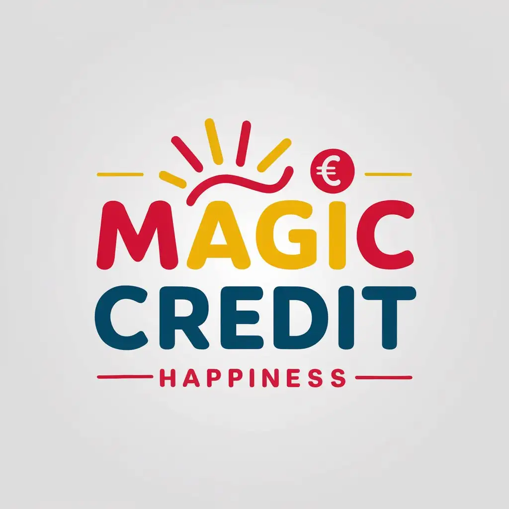 LOGO Design For Magic Credit Euro Symbol in Red Yellow and Blue on White Background