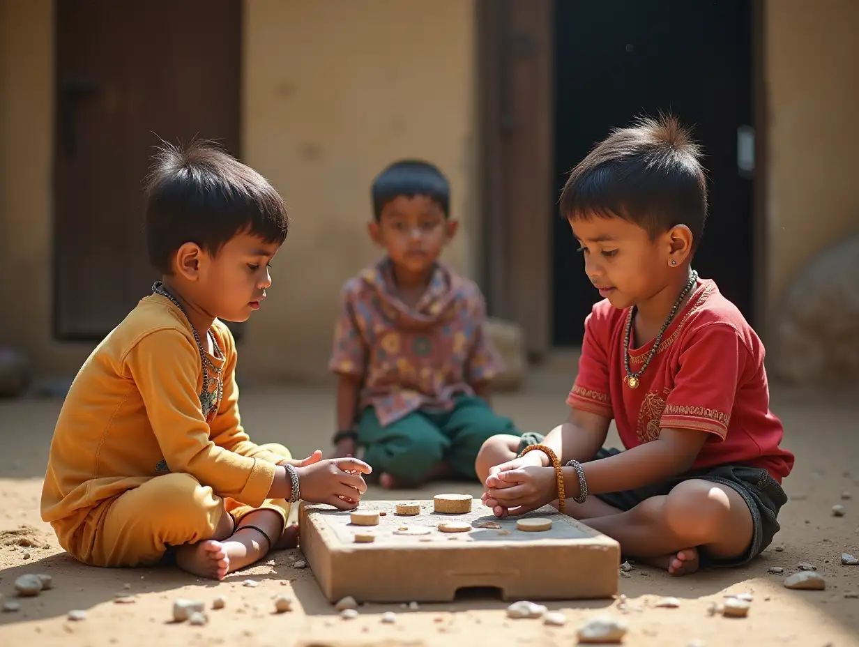 Indian children play with old game