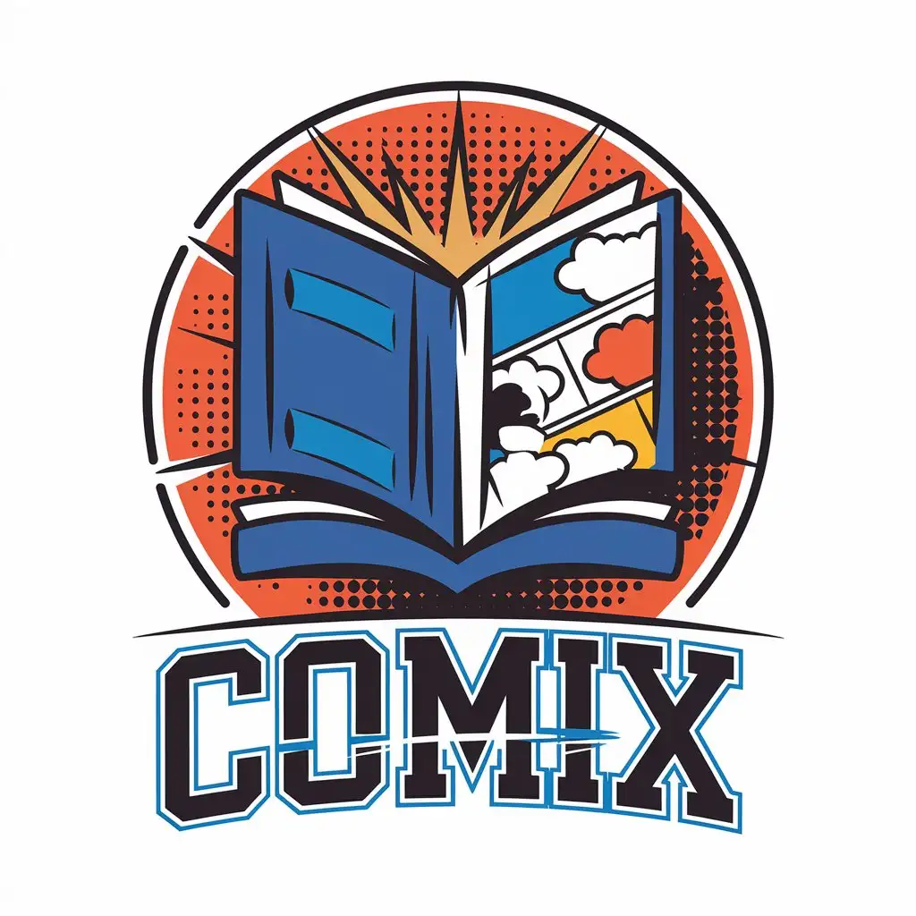 LOGO Design For Comix Educational Vector Logo with Book Symbol