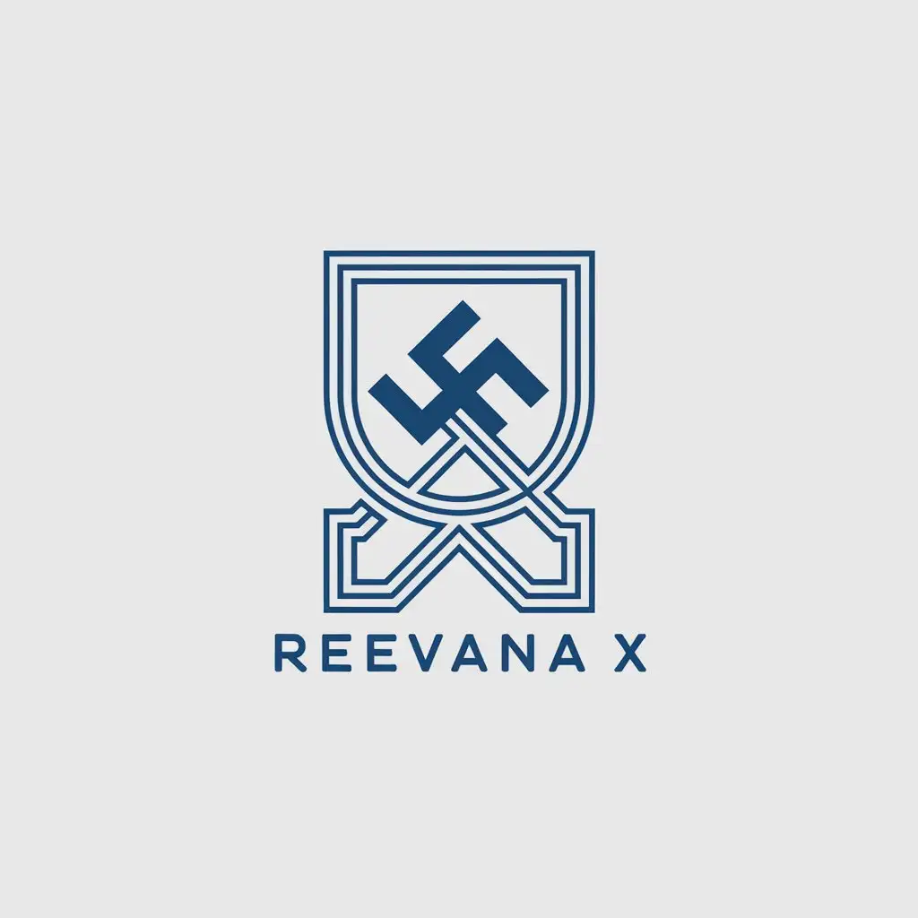 LOGO Design for Reevana X Minimalistic Vector Logo Featuring Swastik Symbol