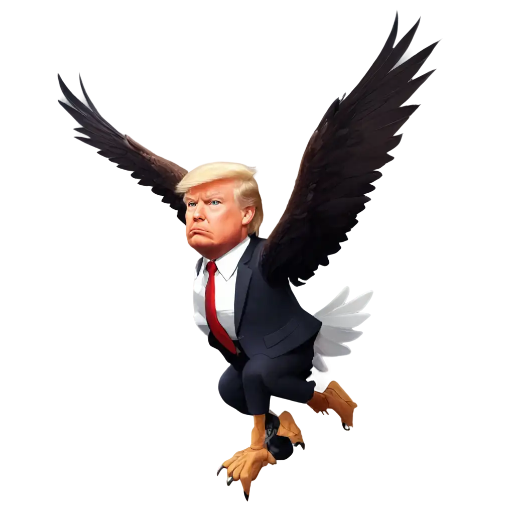 Donald trump riding a bald eagle cartoon