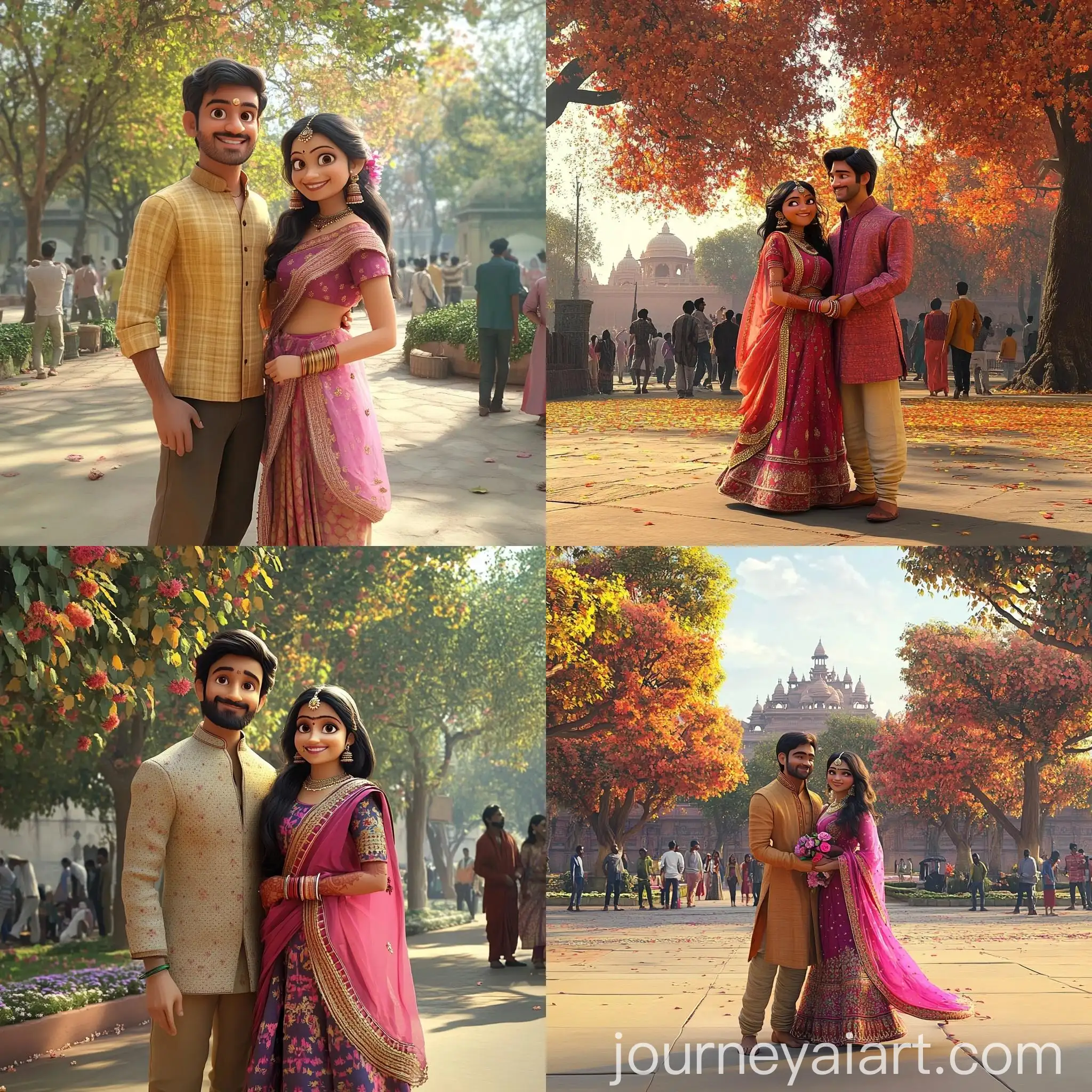 Indian-Couple-in-Love-Standing-in-Park-with-Trees