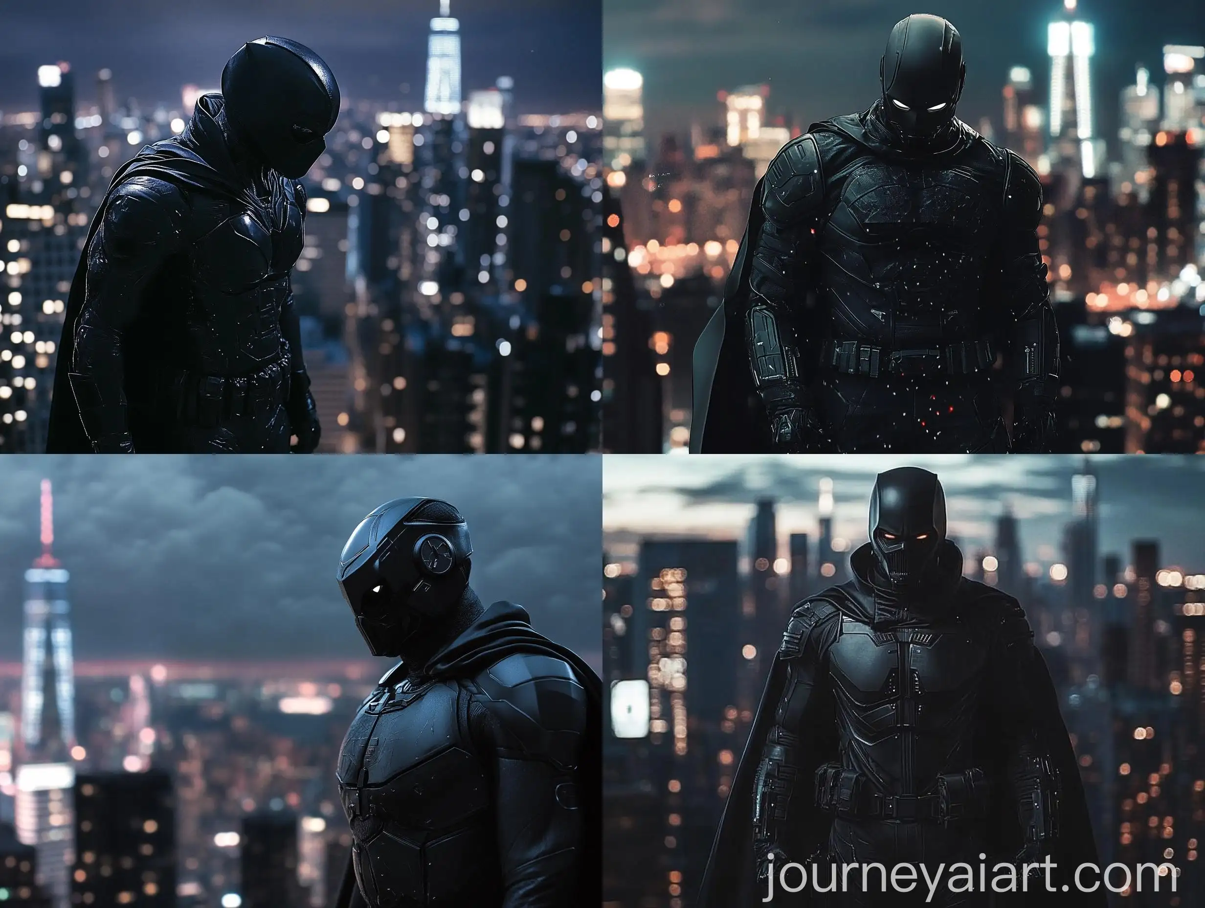 Mysterious-Superhero-in-Black-Suit-Stands-Amid-Nighttime-Manhattan-Skyline