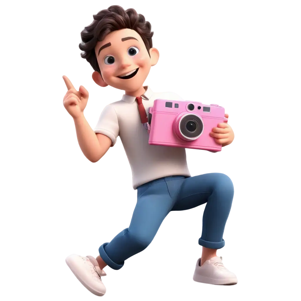 Cheerful-Cartoon-Boy-Holding-a-Pink-Camera-HighQuality-PNG-Image