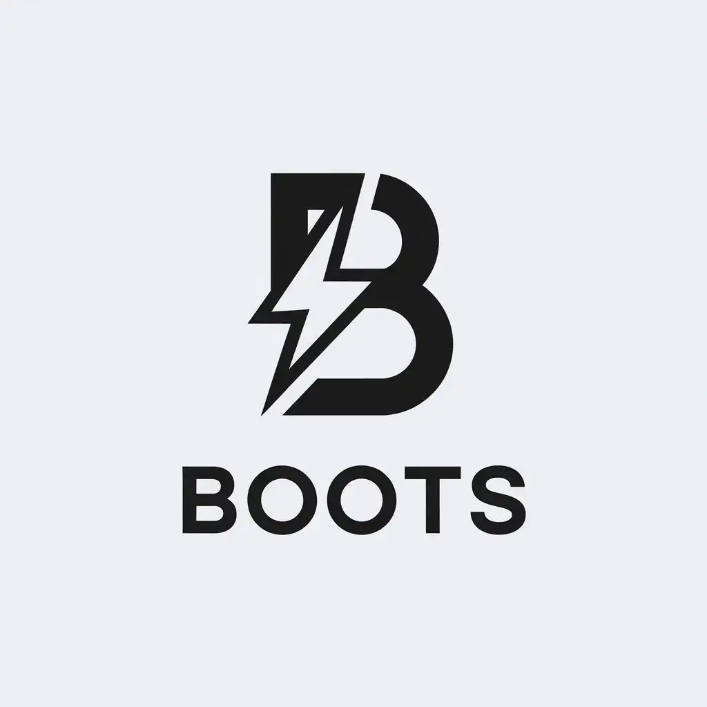 a vector logo design,with the text "boots", main symbol:The capital letter b with a lightning bolt inside,Minimalistic,be used in Sports Fitness industry,clear background