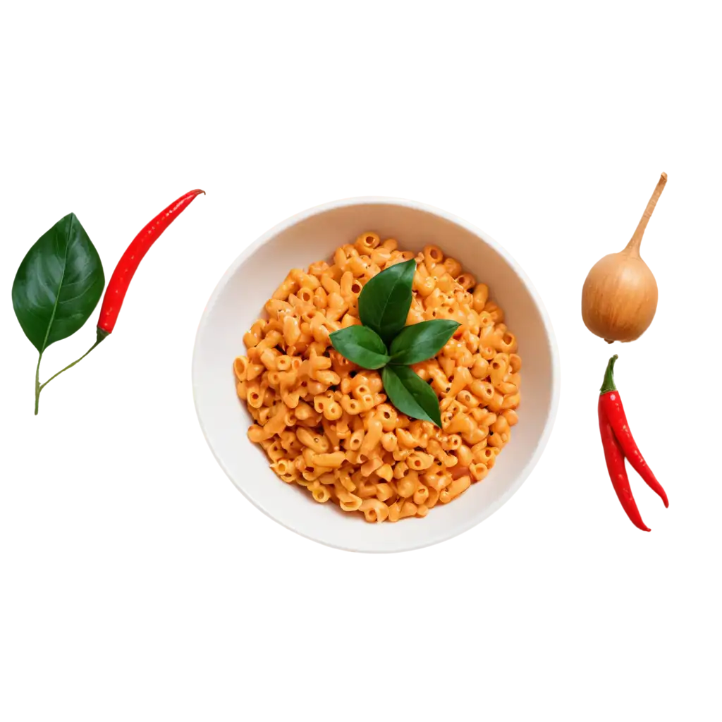 Spicy-Macaroni-PNG-with-Chili-Pepper-and-Daun-Jeruk-HighQuality-Image-for-Culinary-Visuals