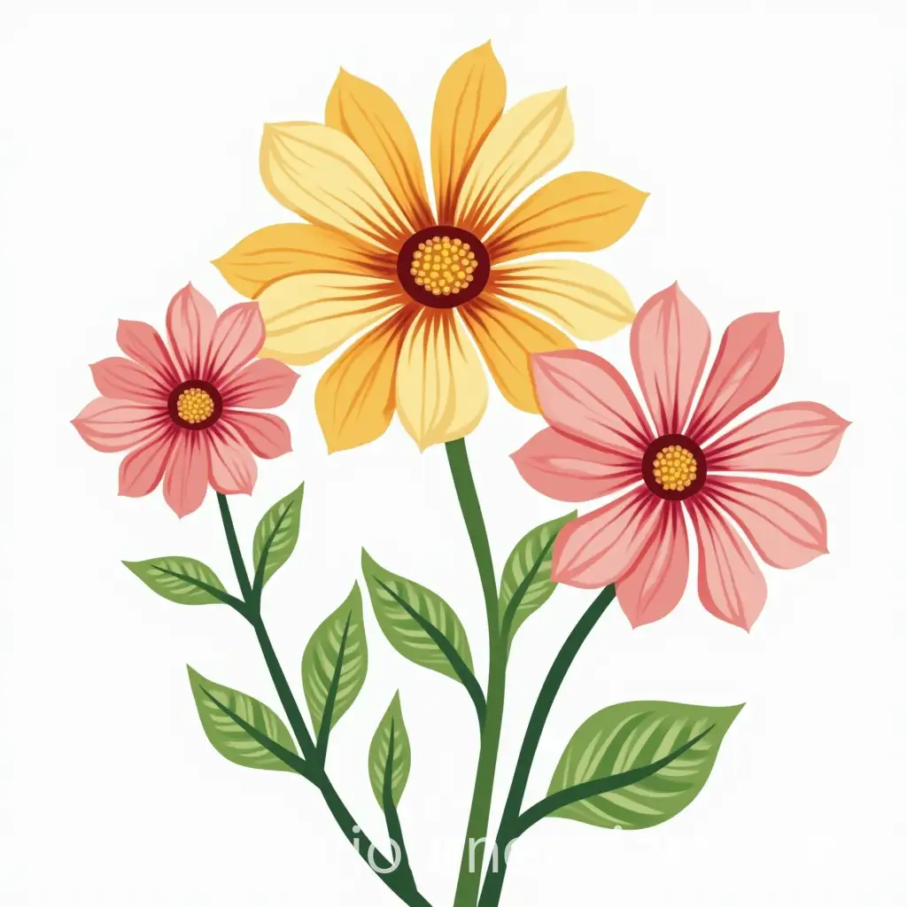 Colorful-Clipart-Flowers-with-Vibrant-Petals-and-Fresh-Greenery