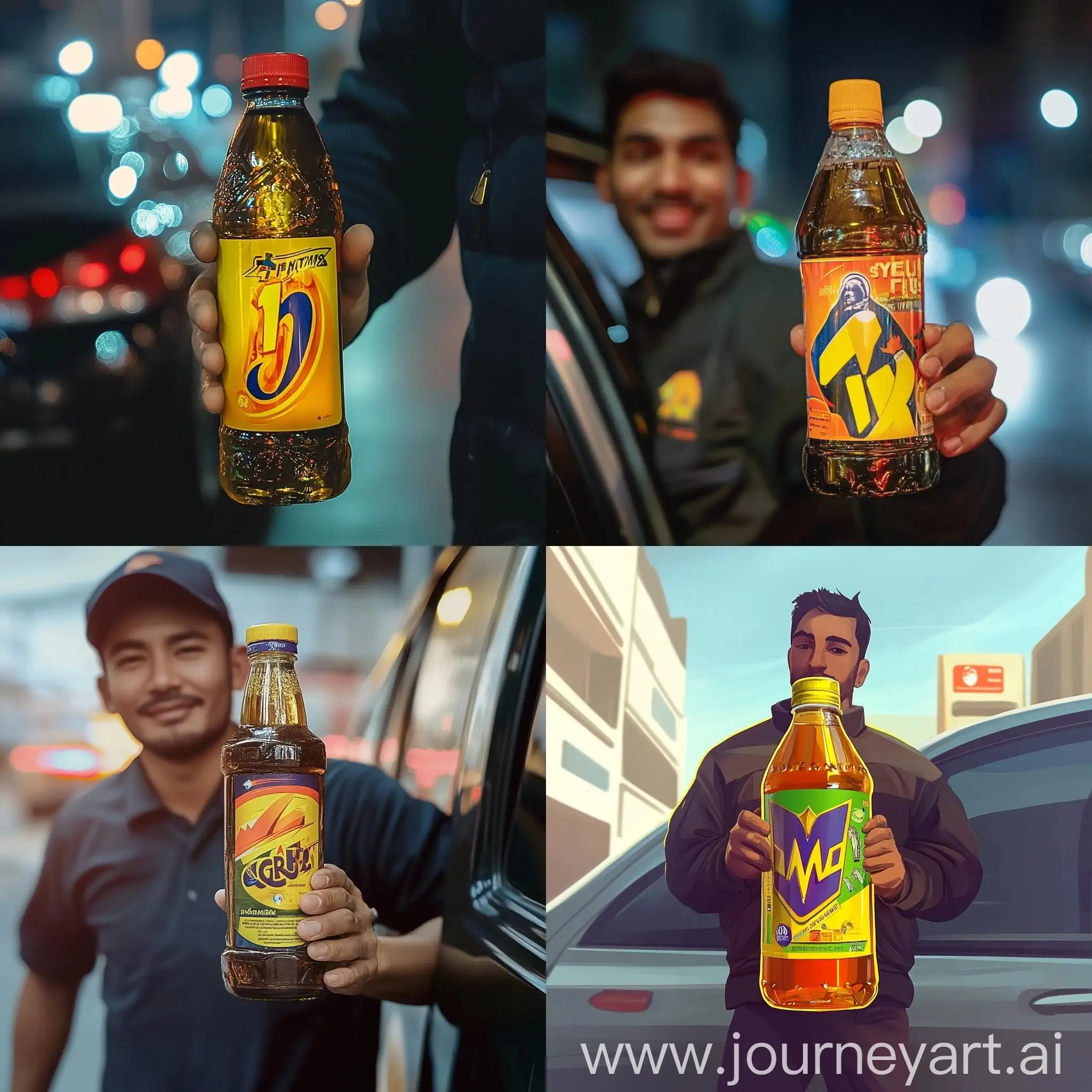 Grab-Taxi-Driver-with-Energy-Drink-by-Car