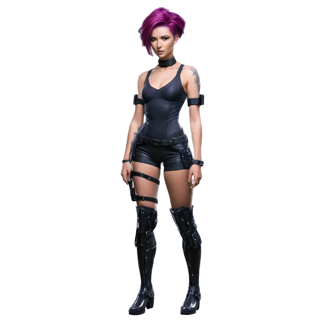 Cyberpunk-Woman-with-Short-Purple-Hair-in-PNG-Format-for-Digital-Art-and-Design