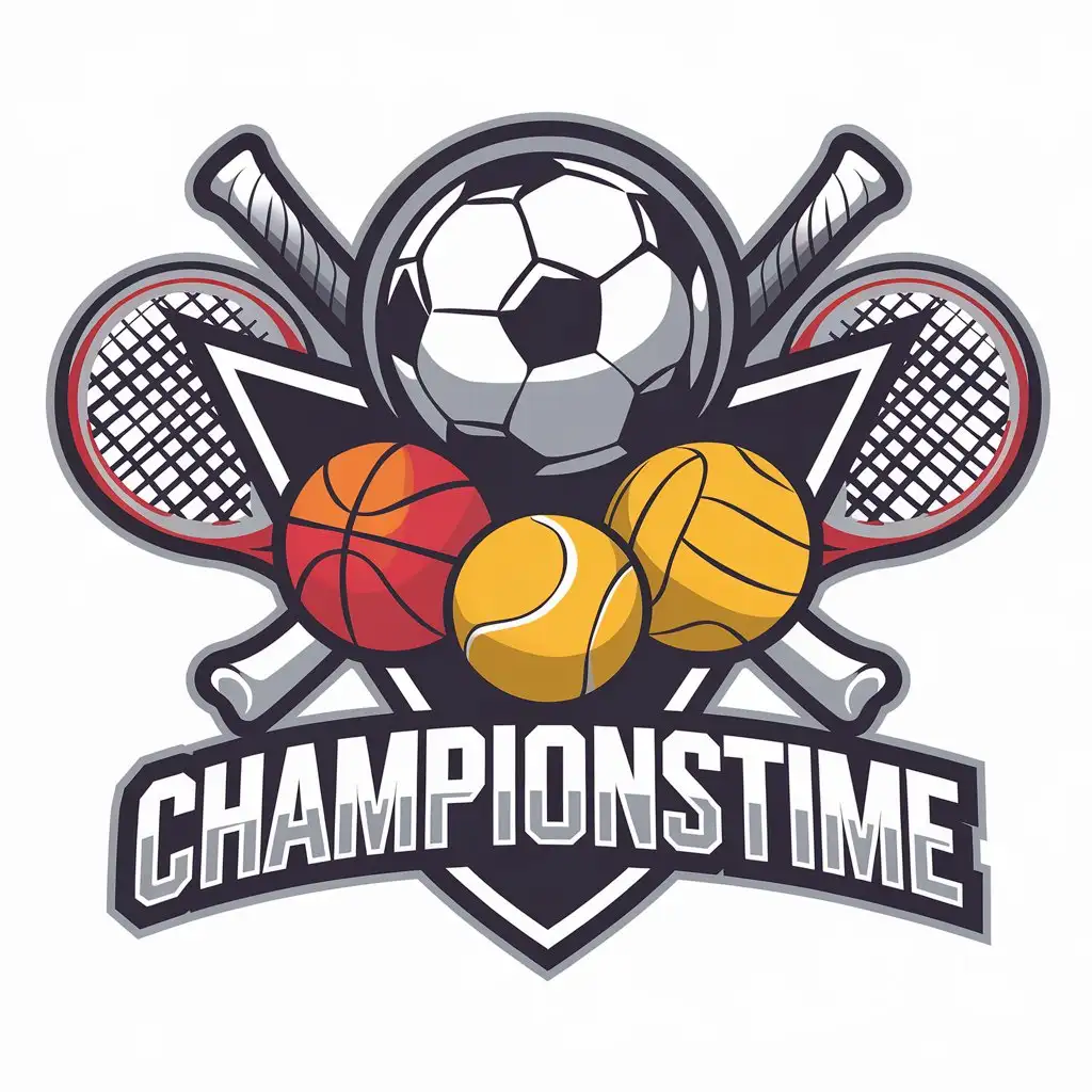 LOGO Design for Championstime Dynamic Sports Balls in Vector Art