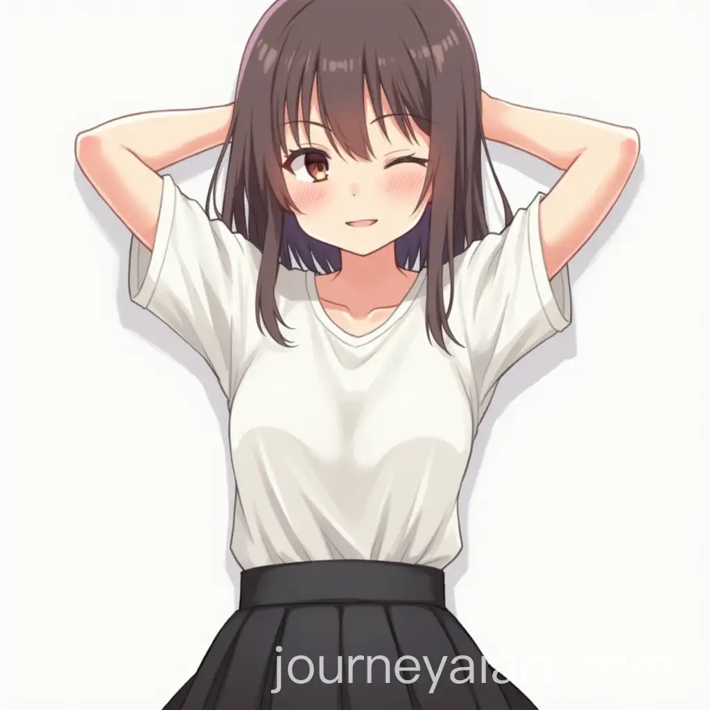 Young-Anime-Girl-in-Tight-White-Blouse-and-Black-Skirt-with-HalfClosed-Eyes