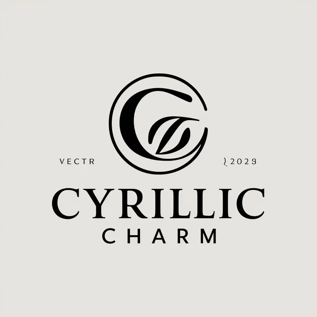 a vector logo design,with the text "Cyrillic Charm", main symbol:Cyrilliс Charm,Moderate,be used in education industry,clear background