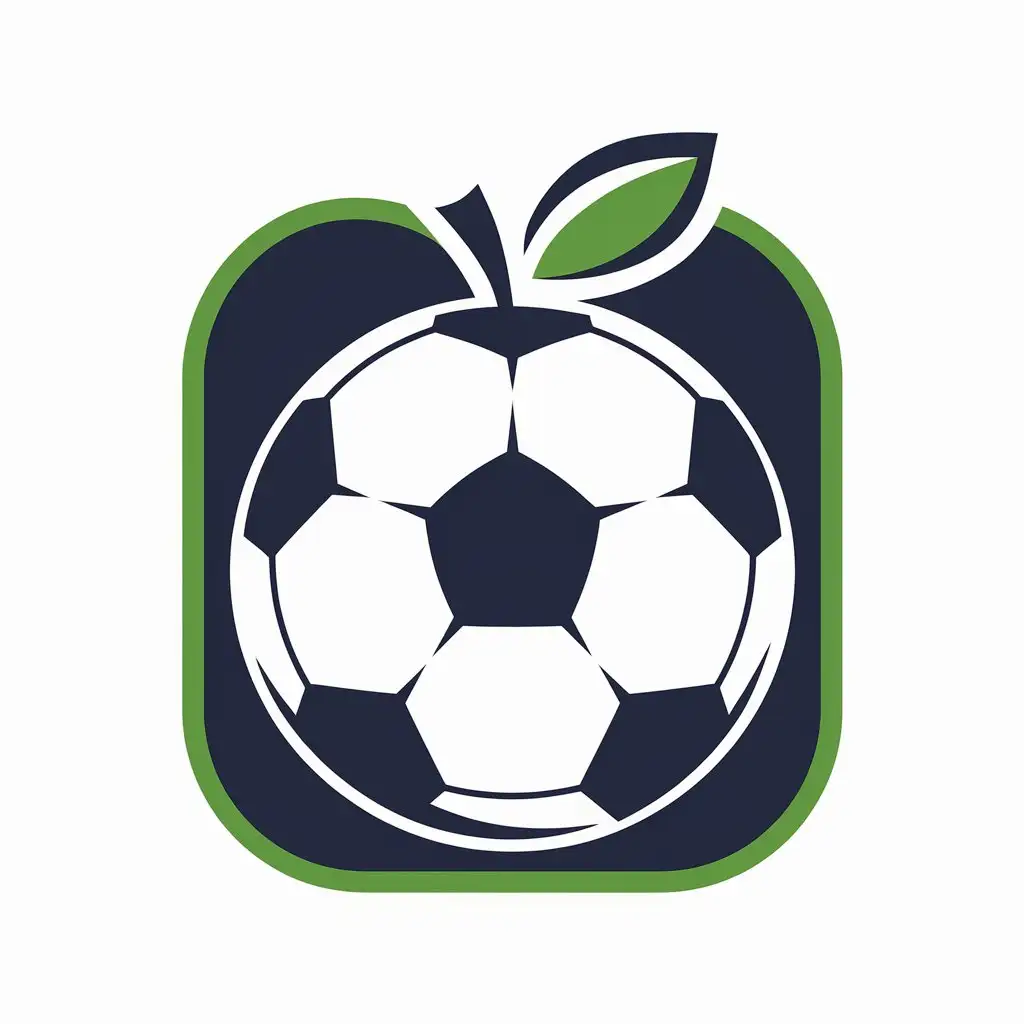 Soccer-Club-Logo-with-Apple-as-a-Soccer-Ball-and-Apple-Curtain-Design